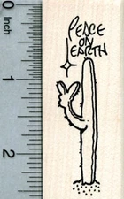 Christmas Cactus Rubber Stamp, Peace on Earth Saguaro G31605 WM