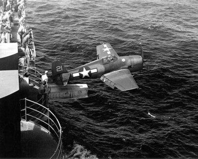 U.S. Navy Grumman F6F-3 Hellcat being catapulted from USS Hornet 4x6**