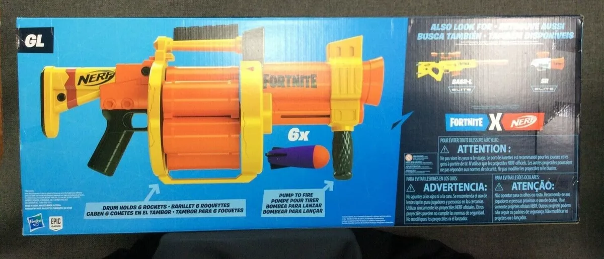 NERF Fortnite GL Blaster Includes 6 NERF Rockets New