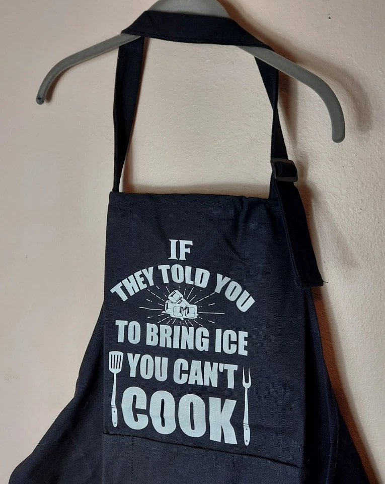 BBQ Apron Black One Size Cooking Grilling Chef Cookout Party Summer - Image 4 of 4