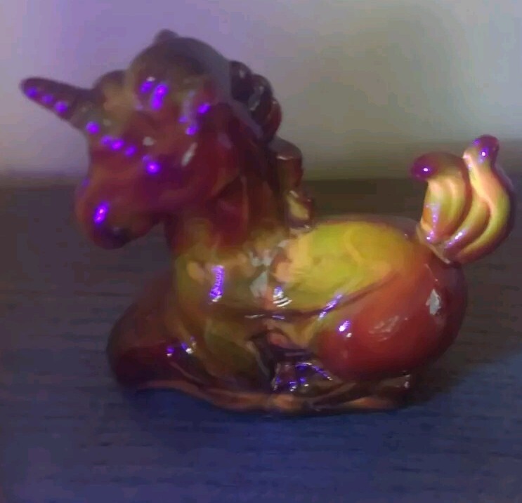 Boyd Art Glass Bermuda Slag “ Lucky “ Unicorn Made 1985 Cadmium UV