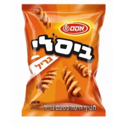 3 packs of Bissli Osem Israeli Crunchy Wheat Snack Grill Flavored Taste 70gr