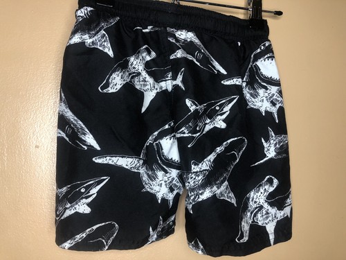 Sea Life Co Boys Size XS Swimwear Shorts Black White Shark Drawstring Waist - Picture 9 of 12