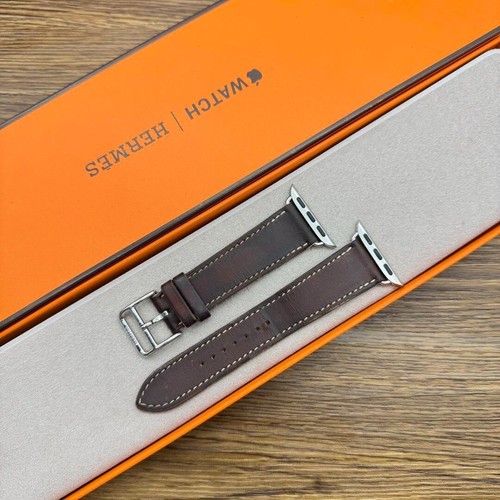 Used HERMES Apple Watch 41/40/38mm Fauve Brown Leather Band Single Tour No Box - 第 2/9 張圖片