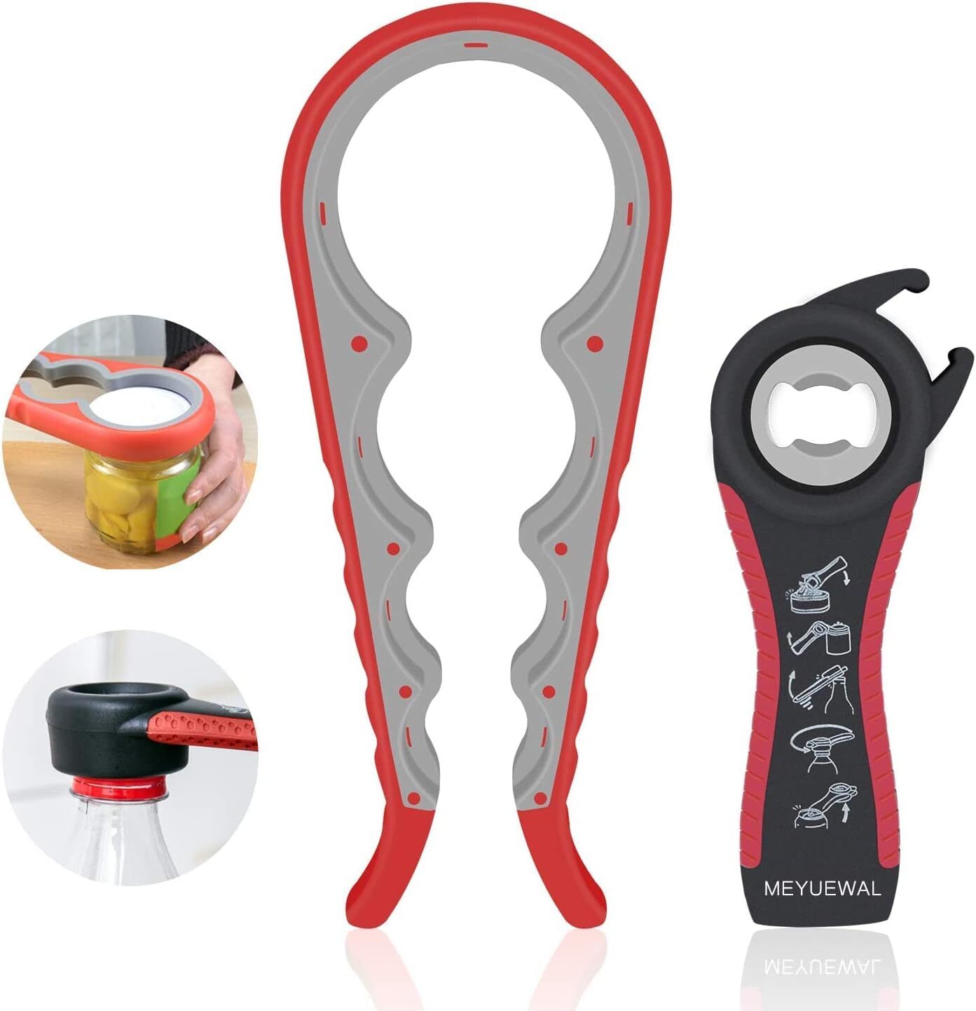 Jar can Opener, 5 in 1 Multi Function Silicone Handle Easy to Use for Children-image