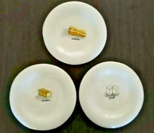 RAE DUNN Set Of 3 Round Ceramic Cheese Plates: Goat, Morbier & Cheddar - NWOT