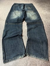 Y2K Distressed Baggy Denim Jeans Wide Leg Skater Faded Streetwear Pants