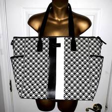 Kate Spade Adaira Penn Place Black White LOGO Vinyl Baby Diaper BAG