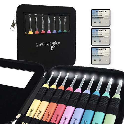 ™ Lighted Crochet Hooks Complete Set 9/pkg - 9 pcs Light up Crochet Hook Set ...
