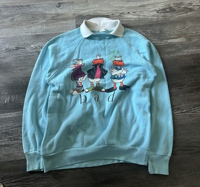 Vintage 1987 BAD Duck Baby Blue 80s Crewneck Sz Medium Collared Punk