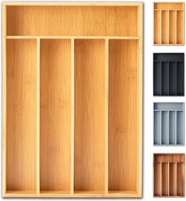 Silverware Organizer, 10 Inch Utensil Organizer Kitchen Drawer Organizer Bamboo