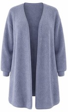 Image of TU Borg Fleece Cardigan Size 20 22 Dusty Blue Longline Teddy Coat Bnwt XL