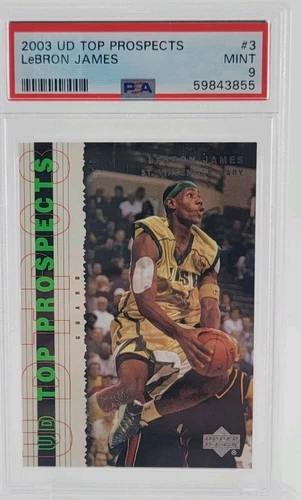 LeBron James 2003 Upper Deck Top Prospects #3 PSA 9 Rookie Card Cavs
