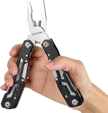 Outdoor 25-In-1 Mini Multitool plier,Portable EDC Gear with Safety Black 
