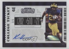 2019 Panini Contenders Draft Picks Fame Ticket 2/5 Karan Higdon #136 Auto nd3