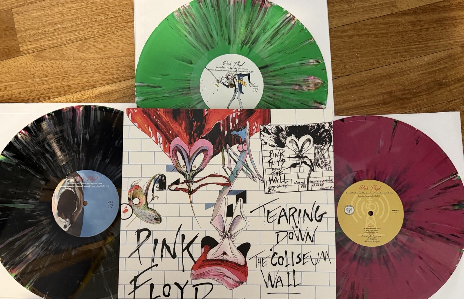 Pink Floyd Tearing Down The Coliseum Wall 3lps Multicolor Vinyl The Wall Usa 80