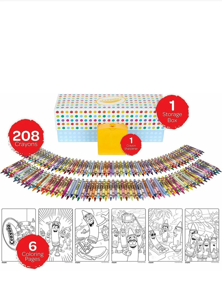 "Crayola 208-Count Crayon Box w/ Built-In Sharpener + Bonus Coloring Pages – Set - Image 2 of 4