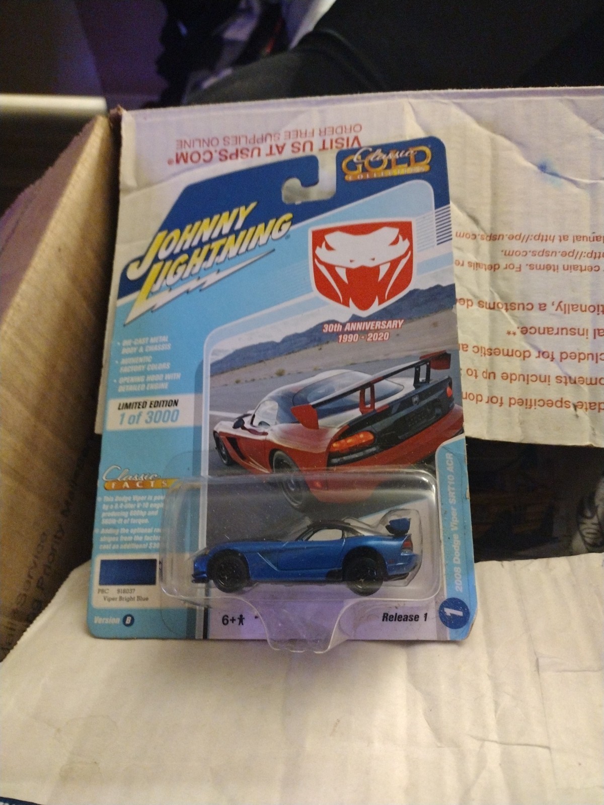 2008 Dodge Viper Srt 10 Acr Blue Classic Gold Collection Johnny Lightning