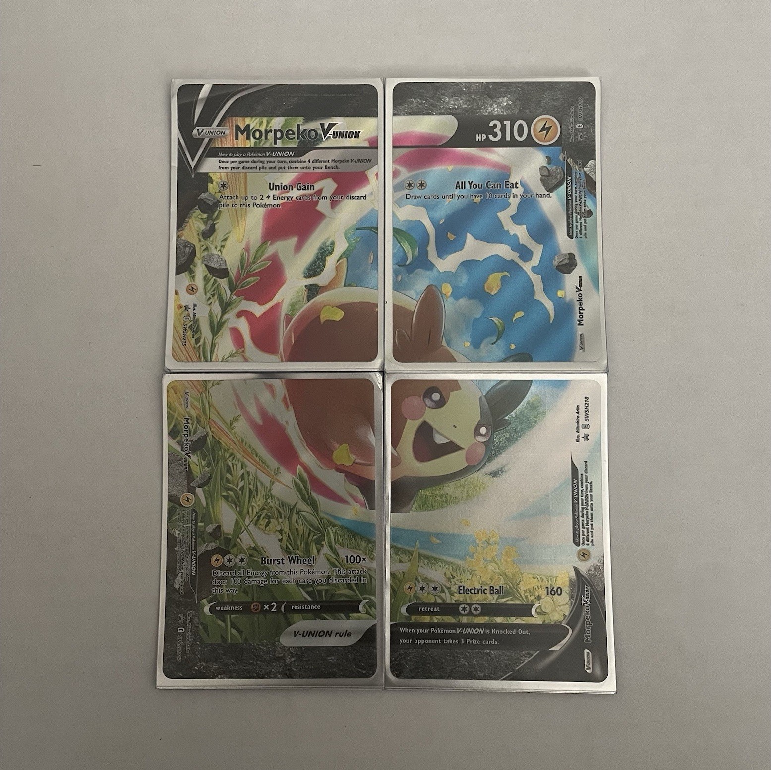 Morpeko V-UNION 4-Card Promo Set English Holo SWSH214-216 & SWSH218