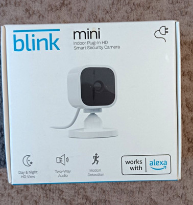 Blink Mini HD Wi-Fi Indoor Plug-In Security Camera, Alexa, Motion, 2-Way Audio