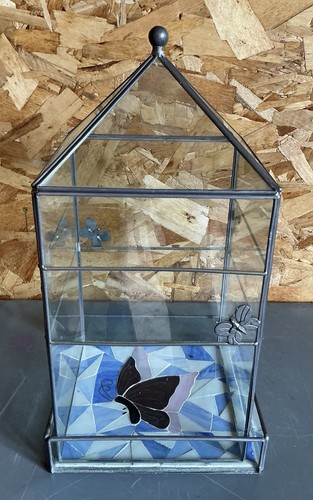 Terrarium Glass & Metal Case Plant Container Indoor Mini Garden Fairy Butterfly