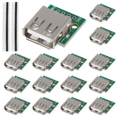 15 PCS USB 2.0 Breakout Board 2.54mm Pin Header To DIP Adapter Power Supply