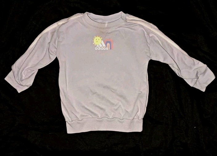 adidas Toddler 24M Gray Crewneck Sweatshirt Long Sleeve Smiley Logo Cotton