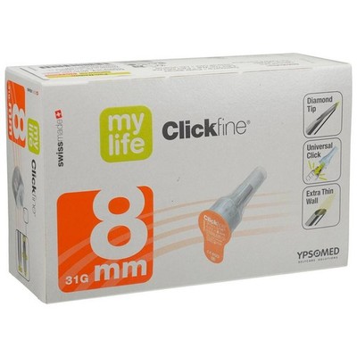 MYLIFE Clickfine Pen-Nadeln 8 mm 31 G Diamond Tip 100St PZN 16597827