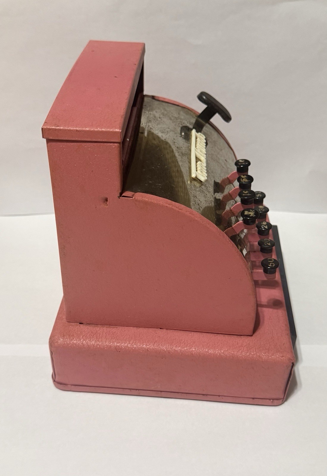 как выглядит Vintage Pink Tom Thumb Toy Cash Register Western Stamping Corp. Red Metal NO1549 фото