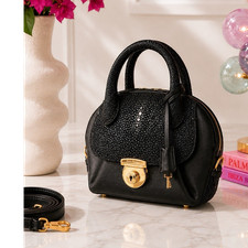 Ferragamo Fiamma Mini Stingray Satchel | Blac...