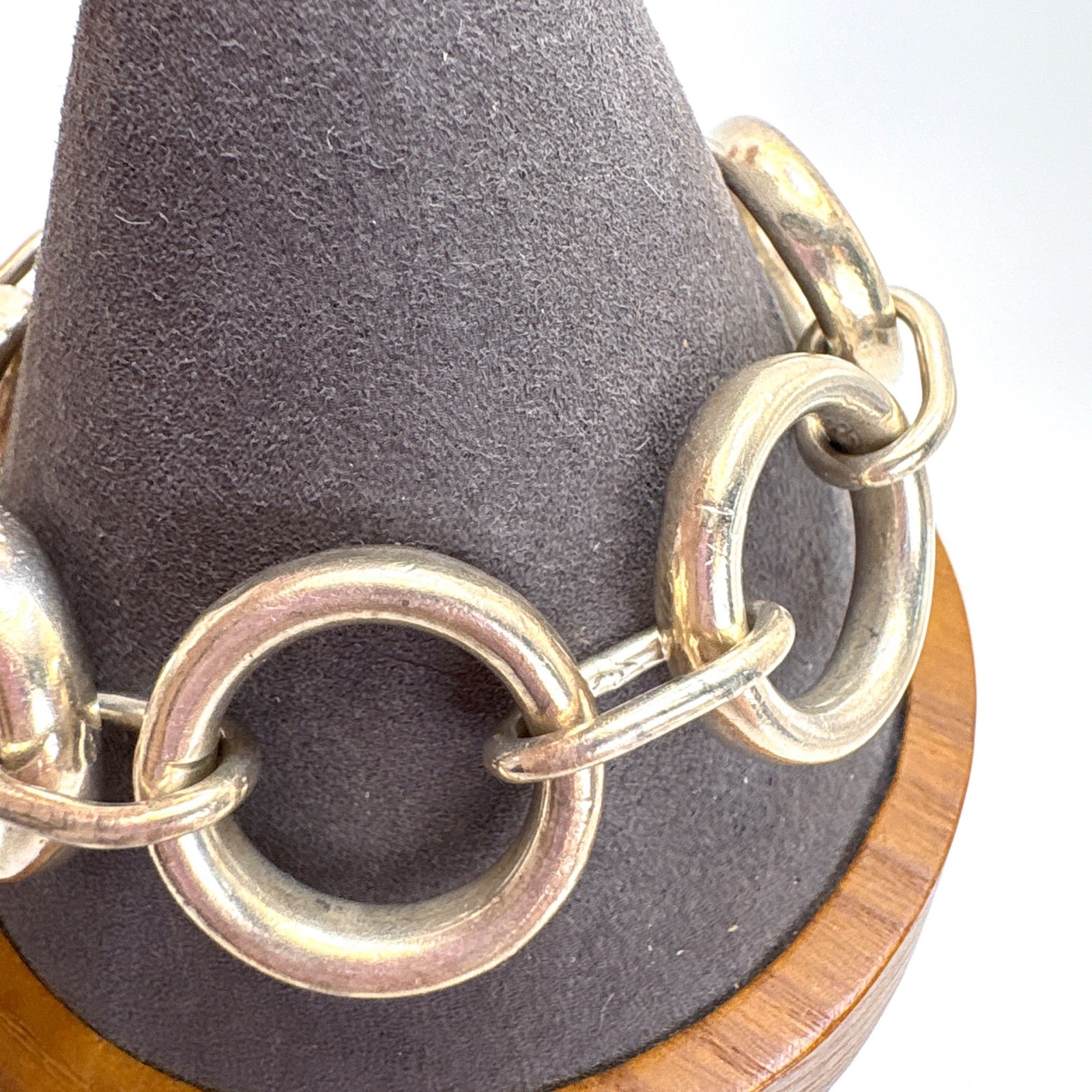 VTG Solid Sterling Silver 925 Circle Link Chain B… - image 3