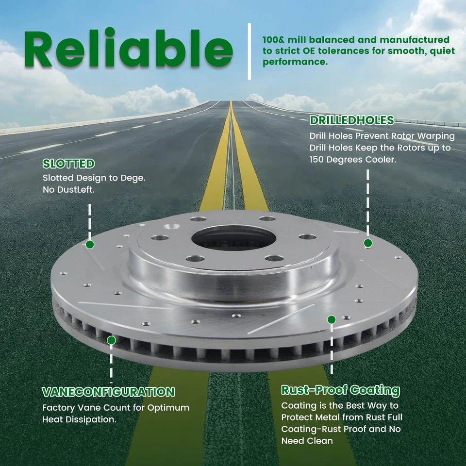 Front Brake Rotors & Ceramic Pads Kit for 2009-2019 Toyota Corolla  Foto 4 de 4