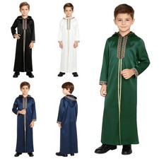 Boys Dress Embroidered Costume Ramadan Robe Traditional Holiday Arab Party