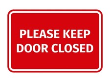 2 PCS Large Red Classic Framed Please Keep Door Closed Sign Wall Mount Display