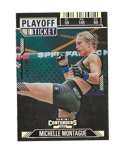 Boleto de tarjeta principal de Michelle Montague debut PFL 2025 Panini Contenders #78/99
