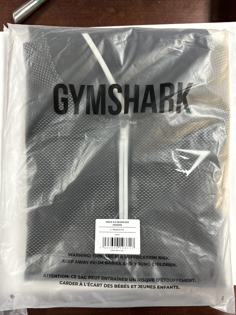 Size Large - Gymshark Onyx 5.0 Seamless Hoodie - Black/Light Grey