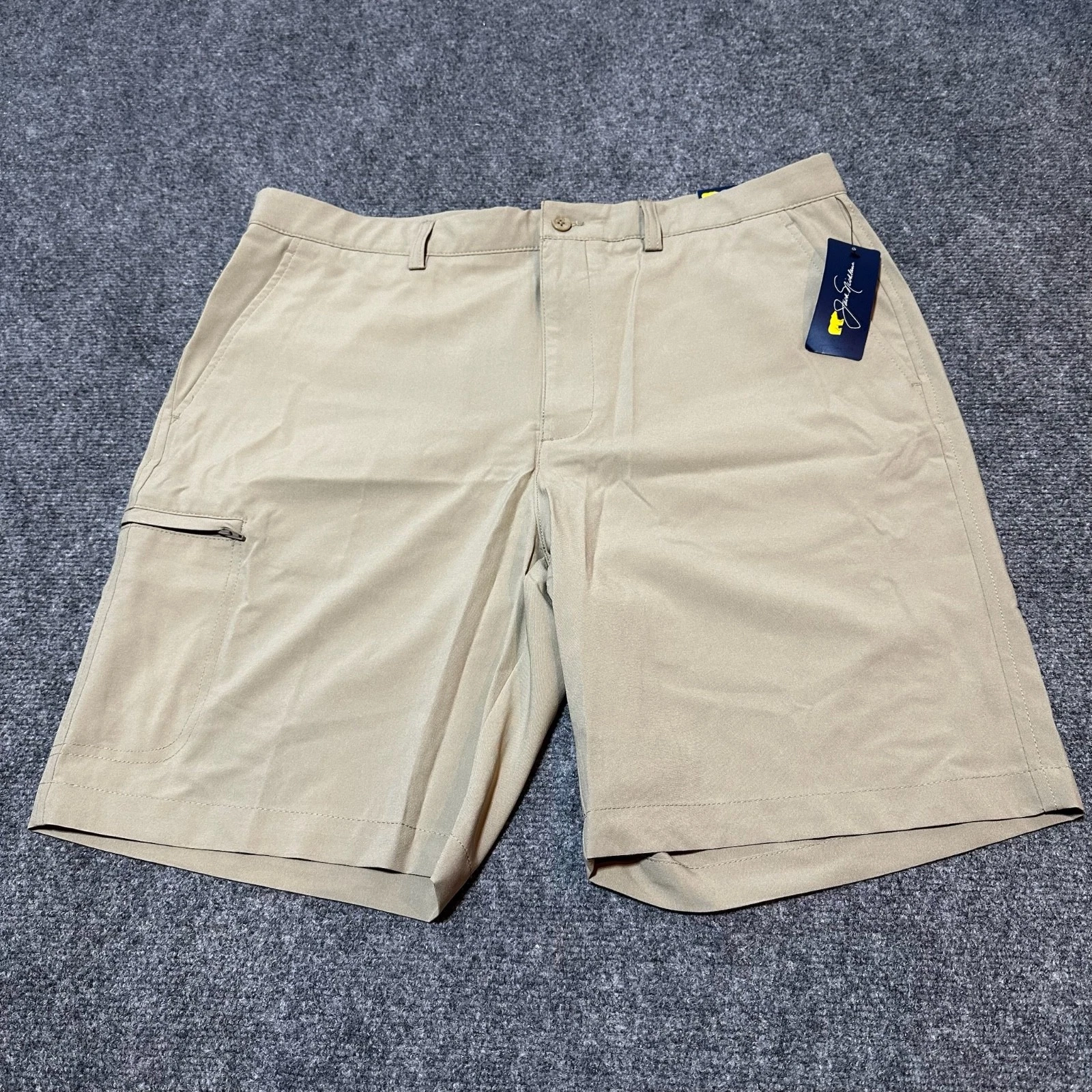 NEW Jack Nicklaus Shorts Mens 38 Khaki Chino High Rise Sun Protection UPF 50