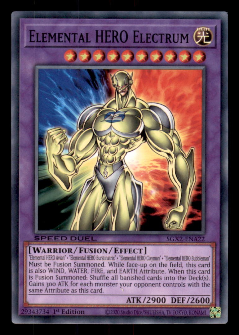Yugioh! - Elemental HERO Electrum - SGX2-ENA22 - 1st Edition NM | eBay