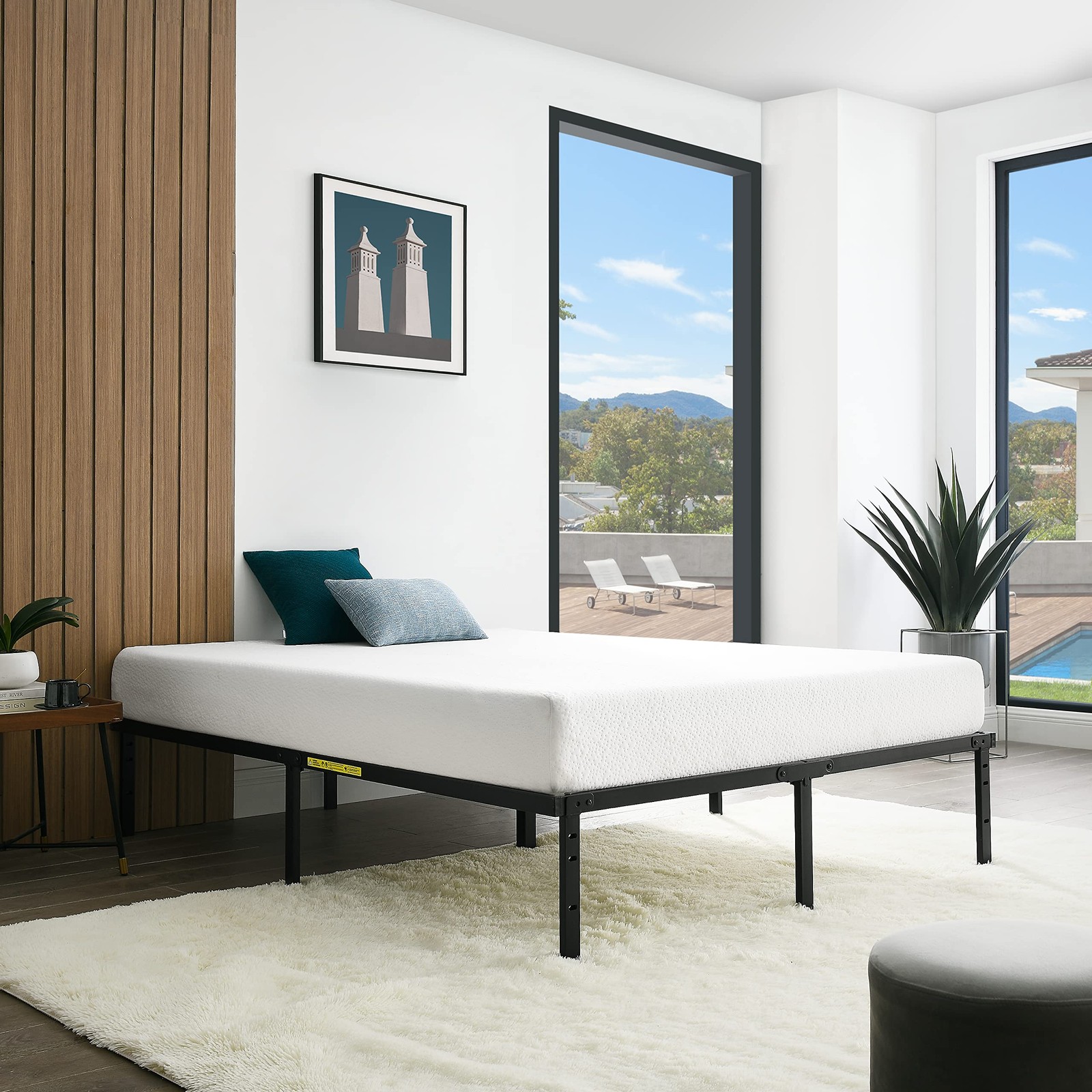 Basics Sturdy HeavyDuty NonSlip Platform Bed Frame, Steel Sl