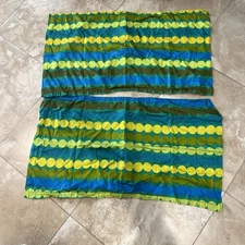 Lot Of 2 - Marimekko Rasymatto King Pillow Shams Green / Blue / Yellow - 20x36