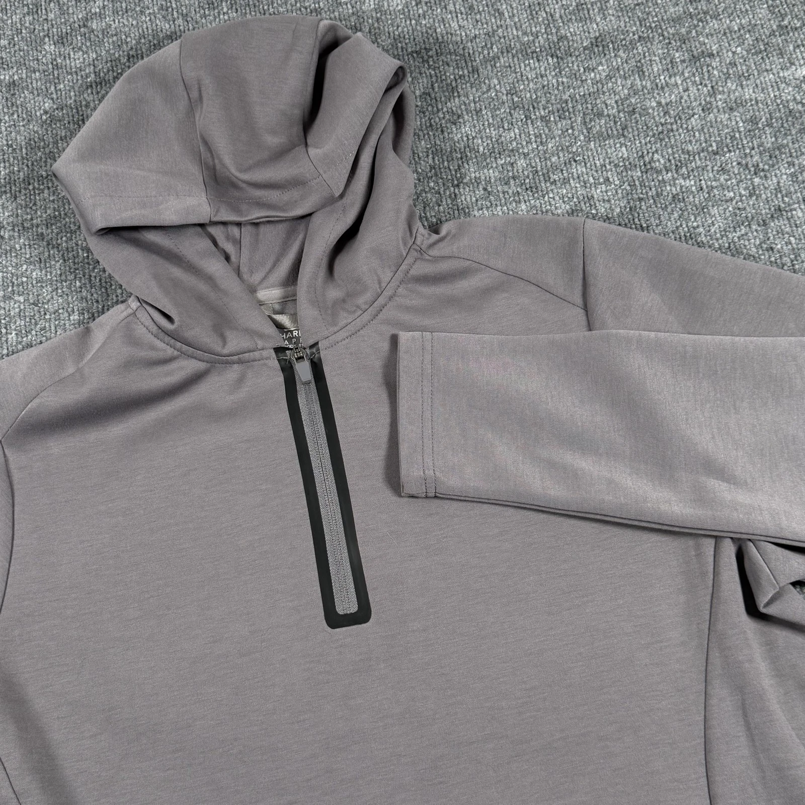 Charles River Pullover Mens Large Gray Hoodie Quarter Zip Performance Pockets