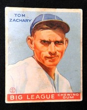 1933 Goudey (R319) #91 Tom Zachary Baseball Card VG Crease Free