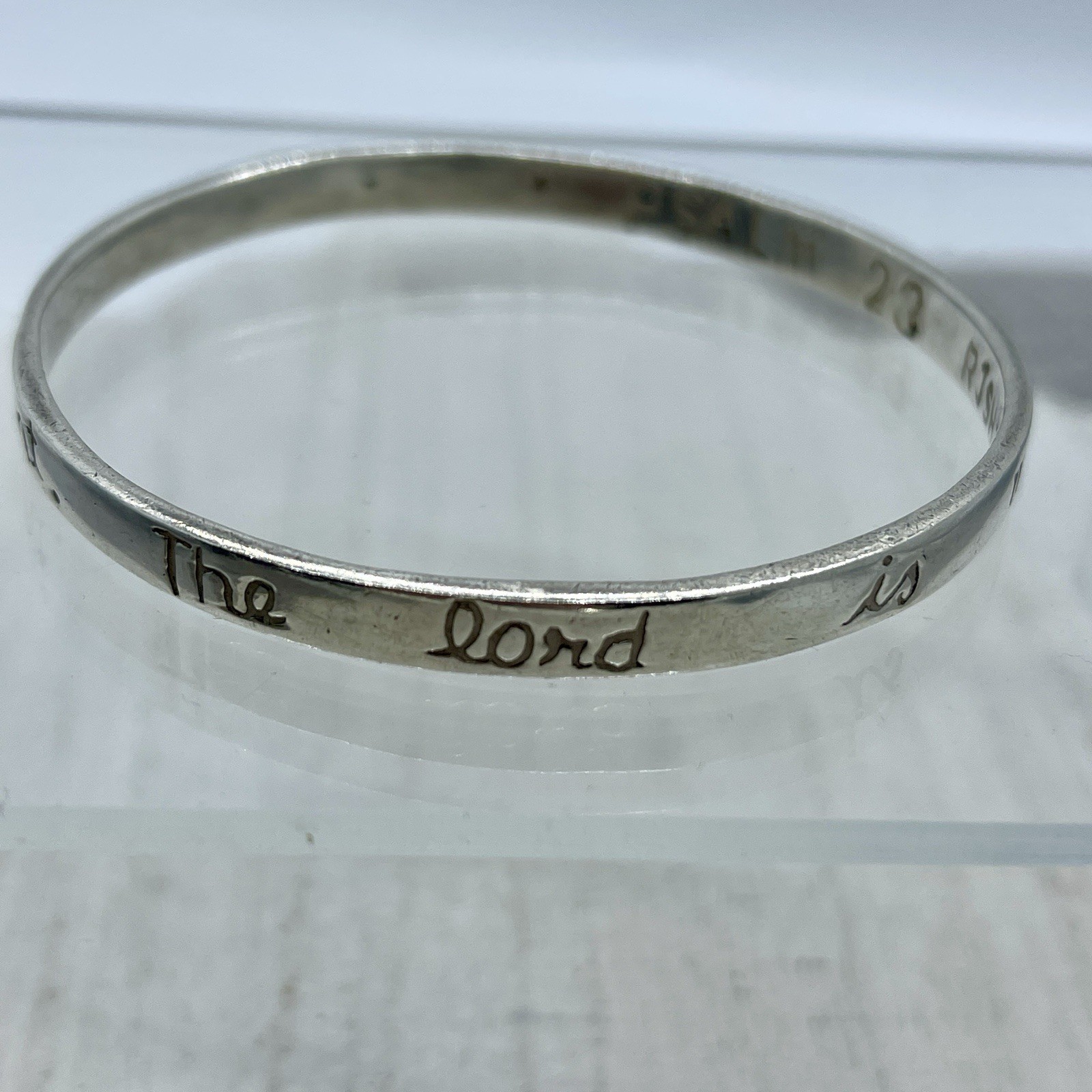 Sterling Silver Scripture Bangle Bracelet Psalm 2… - image 2