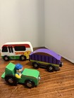 Toy Train Acc Magnetic Wooden Cars Bus Helicopter Compatible Brio Thomas Lot 7 — photo 4