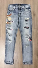 Amiri Biker Patch Slim Fit Jeans In Blue  RRP £1050 so 34 (32" Waist leg 30”)