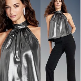 NWTS🌹THE OCCASION XL🌹LIQUID SLEEVELESS SATIN TOP SEQUINED MAXI SKIRT  SLIT SET