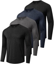 4 Pack Long Sleeve Shirts for Men - Quick Dry Moisture Wicking Sun Protection...