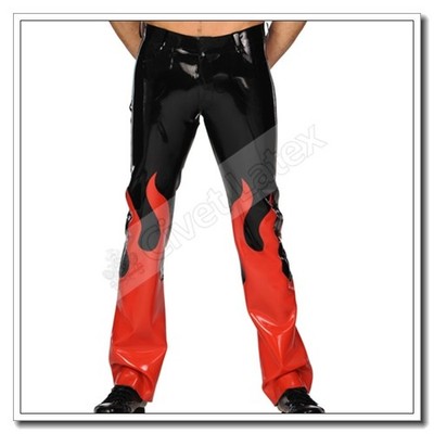 Rubber Men's Straight Casual Pants Fire Flame Trouser Unique Cool Customized E70