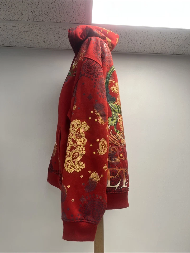 Vintage Raw Blue Eternal Legacy Red Paisley Y2K Zip Up Hoodie XL H08 - image 2 of 4