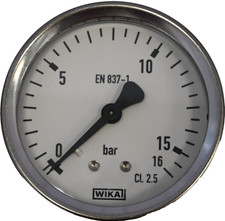 WIKA Pressure Gauge 0-16 Bar EN 837-1 CL 2.5,...